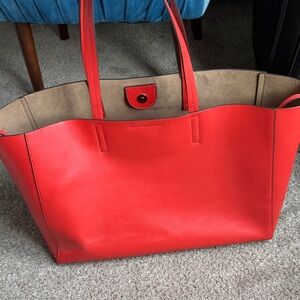 Banana Republic Red Leather Tote Bag